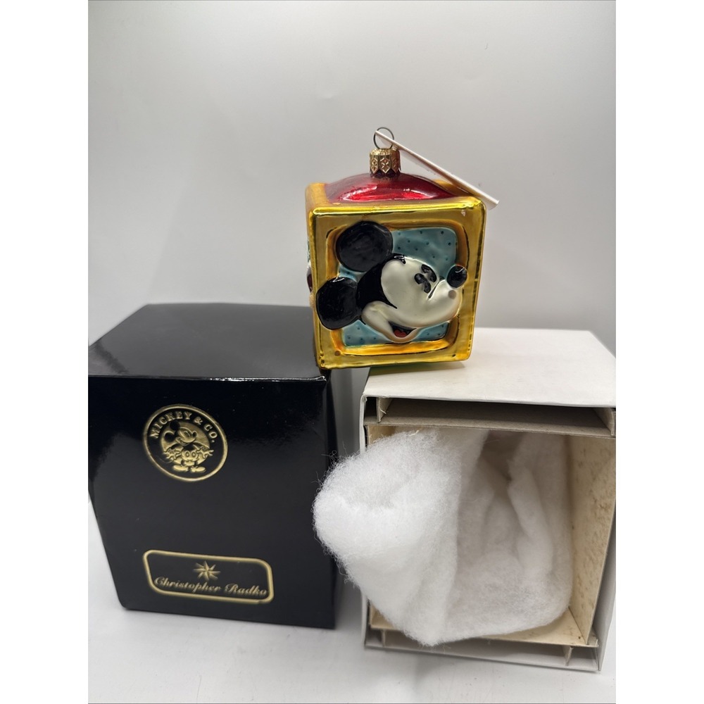 Vintage Radko Mickey & Co. Ornament Cube With Mickey Minnie Bells RARE Ltd NIB